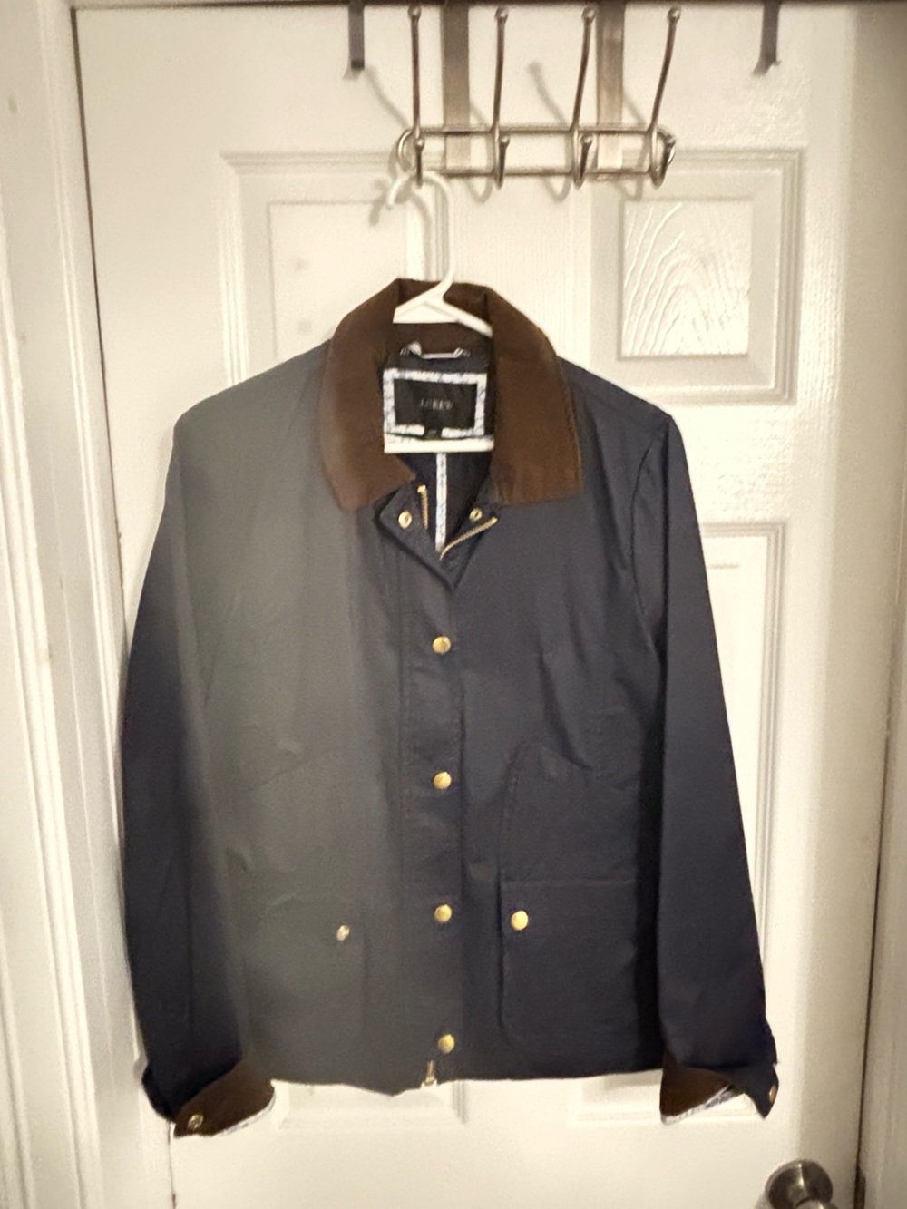 Jcrew Navy Barn Jacket with Brown Corduroy Collar